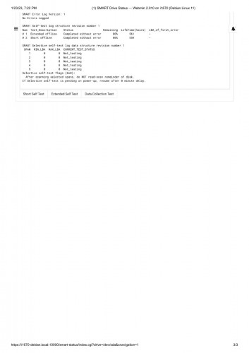 page 3/3  disk status/diagnostics